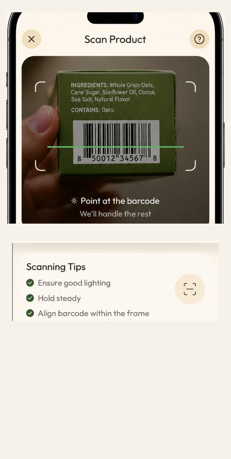 Naqi AI scanning a product barcode